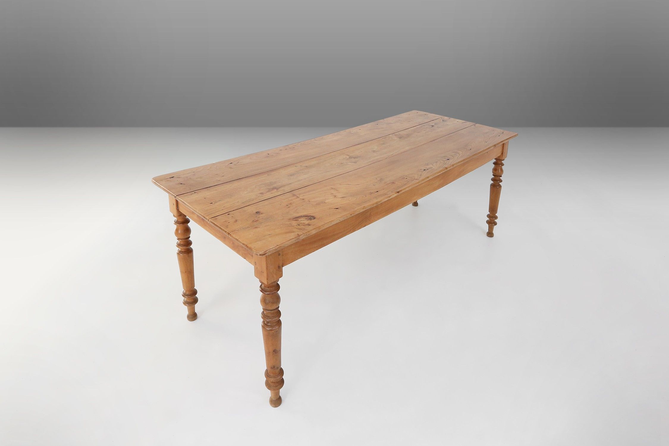 Wabi sabi style French dinner table in elm wood with drawer, ca. 1850thumbnail